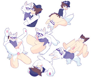 69_position :3 anal anal_penetration animal_genitalia animal_penis anthro anthro_on_anthro arm_tuft ass_on_face bottomless bottomless_male canine_genitalia canine_penis clothed clothing eyewear facesitting full_nelson fur genitals glasses hat headgear headwear inner_ear_fluff kissing licking male male/male oral pawpads penetration penile penile_penetration penis penis_in_ass penis_lick sex shoulder_tuft simple_background sitting_on_another tongue tuft white_background white_body white_fur amaruu canid canine canis domestic_dog mammal 2022 hi_res