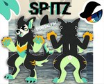 anthro black_body black_claws black_ears black_eyebrows black_fur black_hair black_nose black_piercing black_tail blue_body blue_eyes blue_fur blue_inner_ear blue_pawpads blue_tail blue_toes claws digitigrade dorsal_fin ear_piercing eyebrows fangs featureless_crotch fin forked_tail forked_tongue front_view fur gauged_ear glistening glistening_eyes green_body green_fur green_inner_ear green_tail hair leg_markings male markings open_mouth orange_body orange_fur orange_markings orange_sclera orange_toes pawpads piercing rear_view short_hair solo standing tail tail_fin teeth toe_claws tongue tongue_out unusual_anatomy unusual_tail white_piercing princelykaden spitz_(princelykaden) canid canine canis domestic_dog fish hybrid mammal marine shark digital_media_(artwork)