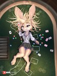 anthro blackjack_table breasts card_game clothed clothing female gaming panties solo underwear link6432 nadine_hasina_(anheledir) lagomorph leporid mammal rabbit absurd_res hi_res