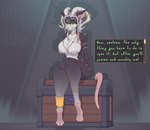 anthro big_breasts breasts butt dirty_talk dungeon female fur hair horn jewelry looking_at_viewer nipples offscreen_character sitting solo speech_bubble tail text thick_thighs treasure_chest chapaevv warhammer_(franchise) fan_character veskalis_(bluemoonstars) mammal mimic mimic_chest murid murine rat rodent skaven absurd_res digital_media_(artwork) english_text hi_res
