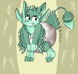 3_fingers anthro black_eyes diaper diaper_fetish eyebrows fart feathers feces fingers fur green_background green_body green_eyebrows green_feathers green_fur male onomatopoeia simple_background solo sound_effects standing tail teeth text winged_arms wings worried diximmo levi_(fatcat4t4) avali