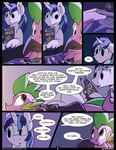 braeburned clothed clothing comic dialogue digital_media_(artwork) dragon duo english_text equid equine friendship_is_magic hasbro hi_res horn lying male mammal my_little_pony mythological_creature mythological_equine mythological_scalie mythology reading scalie shining_armor_(mlp) speech_bubble spike_(mlp) text unicorn