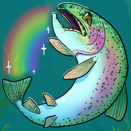 ambiguous_gender countershade_torso countershading dorsal_fin feral fin group open_mouth pectoral_fin rainbow solo_focus tail tail_fin trio underwater water flamingpickle aquatic fish rainbow_trout salmonid_(fish) trout 1:1 2025 digital_media_(artwork)