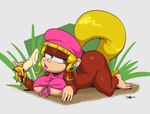 2024 5_fingers anthro banana beret big_butt blonde_hair bodily_fluids bottomless bottomless_anthro bottomless_female breasts butt clothed clothing dixie_kong donkey_kong_(series) ear_piercing eyelashes feet female fingers food fruit hair haplorhine hat headgear headwear hi_res holding_banana holding_food holding_fruit holding_object joaoppereiraus kong long_hair mammal monkey nintendo open_mouth piercing pink_clothing pink_hat pink_headwear pink_topwear plant primate saliva saliva_string signature solo thick_thighs toes tongue tongue_out topwear under_boob y2k_(fashion)