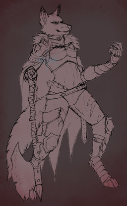 anthro armor athletic axe cheek_tuft choker claws facial_tuft female foreshortening greataxe jewelry leg_scar midriff necklace pauldron pupils scar simple_background slit_pupils soft_abs solo tuft frostwyrm102 canid canine fox mammal red_fox true_fox sketch