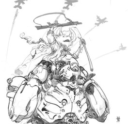 aircraft airplane anthro bat_ears bottomwear clothed clothing duo flag flag_(object) fur gun holding_flag holding_gun holding_object holding_ranged_weapon holding_weapon jacket machine male open_mouth pants ranged_weapon rifle shirt simple_background sitting topwear vehicle weapon neungsonie battery_(neungsonie) bat desert_long-eared_bat mammal robot wingless_bat digital_media_(artwork) monochrome