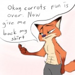 1:1 4_fingers abs anthro beckoning bottomwear brown_body brown_fur canid canine claws clothed clothing dipstick_ears dipstick_tail disney ear_markings english_text fingers fox fur gesture gloves_(marking) gokhan16 male mammal markings motion_blur multicolored_ears multicolored_tail nick_wilde orange_body orange_fur pants purple_nose red_fox simple_background solo speech_bubble standing tail tail_markings text topless true_fox white_body white_fur zootopia