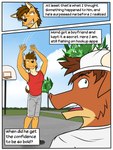 3:4 anthro backwards_baseball_cap backwards_hat baseball_cap basketball basketball_court basketball_hoop bottomwear bovid bovine canid canine canis cattle clothed clothing comic coyote duo english_text fully_clothed fuze hat headgear headwear hi_res male mammal mond_reyes outside shirt shorts tank_top texnatsu text topwear ty_conrad
