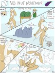anthro antlers balls big_balls big_breasts big_penis bodily_fluids breasts cum ejaculation excessive_cum excessive_genital_fluids food foreskin fruit genital_fluids genitals horn huge_breasts huge_penis male masturbation melon nude orgasm orgasm_face penis plant precum public public_nudity saggy_balls text throbbing throbbing_balls throbbing_penis vein veiny_balls x-ray_view floppyoppy no_nut_november durnan_(floppyoppy) deer mammal 3:4 comic english_text hi_res meme