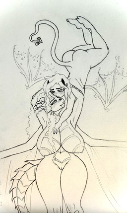 anthro areola big_areola big_breasts breasts butt duo fangs female female/female genitals hug huge_hips larger_female nipples nude sagging_breasts scales size_difference smaller_female spread_wings tail teeth vulva wide_hips wings sinfulsextoy mythology lust_(lustthedragon) sin_(sinfulsextoy) demon dragon mythological_creature mythological_scalie scalie succubus absurd_res hi_res traditional_media_(artwork)