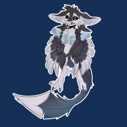3_fingers 3_toes 4_ears 5_fingers ambiguous_gender anthro big_ears big_tail biped black_body black_claws black_feathers black_finger_claws black_fur black_sclera black_toe_claws blep blue_body blue_hands cheek_tuft chest_tuft chibi claws countershading dangling digitigrade disembodied_hand duo eyebrows eyelashes faceless_ambiguous faceless_character facial_tuft feathered_wings feathers feet finger_claws fingers floating floating_hands fluffy forked_tongue front_view fur glistening grabbing grey_body hair hand_on_chest holding_another holding_character inner_ear_fluff licking licking_lips licking_own_lips long_tail looking_at_viewer markings midair multi_ear multicolored_body multicolored_tail nude outline paws pink_tongue purple_eyes self_lick simple_background smile solo_focus spread_toes tail tail_feathers toe_claws toes tongue tongue_out transparent_background tuft tufted_fur white_body white_feathers white_fur white_outline winged_arms wings parazari fyr_(fenrir784) ych_(character) avali avian bird 1:1 2026 alpha_channel colored digital_drawing_(artwork) digital_media_(artwork) full-length_portrait hi_res portrait shaded simple_shading maleherm_(lore)