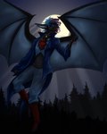 anthro blood bodily_fluids collar ear_piercing facial_piercing forest full_moon male moon nose_piercing piercing plant solo tree millennium_millie_gryphon batsy(elvor_xaetri) bat mammal 4:5 hi_res