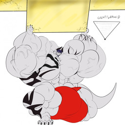 5_toes anthro balls big_balls big_bulge big_muscles big_penis building_lifting bulge clothing damaged_building feet genitals grin growth horn huge_balls huge_bulge huge_muscles huge_penis hyper hyper_balls hyper_bulge hyper_genitalia hyper_muscles hyper_penis looking_at_viewer macro male muscle_growth muscular muscular_anthro muscular_male penis pyramid smile solo speedo swimwear tail toes vein fierglief mythology az-solii bovid caprine dragon goat hybrid mammal mythological_creature mythological_scalie scalie 1:1 2015 hi_res