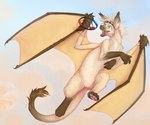 cloud eyewear flying fur gloves_(marking) goggles leg_markings markings membrane_(anatomy) membranous_wings open_mouth outside pawpads pink_pawpads pink_tongue ringcon_controller sky socks_(marking) solo tongue tongue_out wings yshanii ring-con 2021 6:5 digital_media_(artwork) hi_res shaded