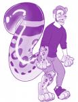 2017 4_toes 5_fingers animate_inanimate anthro biped claws clothed clothing digital_drawing_(artwork) digital_media_(artwork) eyewear feet felid fingers glasses hair hornbuckle human inflatable latex living_inflatable male mammal markings open_mouth pantherine simple_background snow_leopard solo spots standing teeth toe_claws toes tongue tongue_out torn_clothing transformation white_background