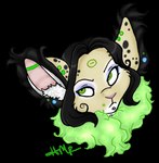 anthro black_hair disembodied_head female glamfur green_eyes hair looking_away simple_background solo transparent_background chival zeriara langurhali alpha_channel headshot_portrait low_res portrait