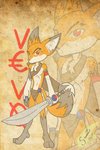 2_toes 5_fingers anthro blue_eyes feet fingers heterochromia male melee_weapon navel red_eyes solo sword toes weapon yin_yang suni-okida canid canine fox mammal 2009 hi_res