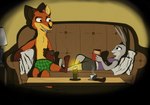 anthro beverage book candle cellphone clothed clothing duo electronics female fire furniture male phone pillow power_outagee reading sofa text topless underwear anothercolouranon disney zootopia judy_hopps nick_wilde canid canine fox lagomorph leporid mammal rabbit red_fox true_fox