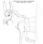 clothed clothed_feral clothing eating feral hair hooves solo text arania the_cabin_in_the_woods_(arania) carla_(tcitw) asinus donkey equid equine mammal black_and_white comic english_text hi_res monochrome herm_(lore)