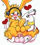 absurd_res anal anal_penetration anthro appmon_(species) balls bandai_namco big_balls big_penis blush bodily_fluids cum digimon digimon_(species) duo erection fellatio fur genital_fluids genitals hi_res kudamon male male/male male_penetrated male_penetrating male_penetrating_male musimon oral oral_while_penetrating orange_body penetration penile penis redempt92755793 sex white_body white_fur