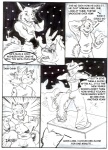 anthro canid canine canis comic confusion crowd dancing domestic_dog english_text female flashing fox greyscale group husky ian_(leomagna) leomagna male mammal marker_(artwork) monochrome nordic_sled_dog pen_(artwork) spitz surprise tail text traditional_media_(artwork)