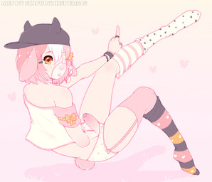 alternative_fashion amputee clothed clothing crop_top crossdressing disability erection eye_patch eyewear femboy foreskin genitals humanoid_genitalia humanoid_penis j-fashion legwear looking_back male panties pattern_clothing pattern_legwear penis penis_poking_out reclining shirt simple_background sitting slim solo striped_clothing striped_legwear stripes topwear underwear sinfulwhispers15 bovid caprine mammal 2017 absurd_res digital_media_(artwork) hi_res signature