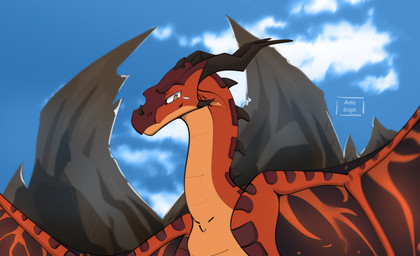 cloud feral male membrane_(anatomy) membranous_wings sky wings aomamesbeast mythology wings_of_fire dragon mythological_creature mythological_scalie scalie skywing_(wof) hi_res