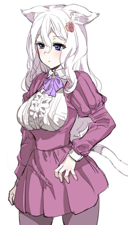 blue_eyes bottomwear breasts clothing collared_shirt dress_shirt ears_down eyebrow_through_hair eyebrows female frilly frilly_clothing hair long_hair markings mole_(marking) pivoted_ears shirt skirt solo tail topwear translucent translucent_hair white_hair bow_(artist) animal_humanoid cat_humanoid felid felid_humanoid feline feline_humanoid humanoid mammal mammal_humanoid 2021