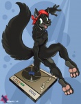 3_toes anthro barefoot biceps clothing countershade_feet countershading disc_jockey electronics feet foot_focus fur green_eyes headgear headkerchief headphones headwear kerchief male muscular muscular_anthro muscular_male nude pecs plantigrade record_player soles solo tail toes turntable_(record_player) rimskiy lupine_assassin canid canine canis mammal wolf