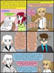 3:4 anthro blonde_hair bovid canid canine canis caprine clothed clothing collaboration comic dialogue digital_media_(artwork) doctor domestic_dog duo english_text female fur green_eyes hair hi_res kammypup kammypup_(artist) mammal red_hair runt_(artist) sheep simple_background smile speech_bubble text