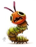 ambiguous_gender antennae_(anatomy) fangs feral green_body larva multi_leg multi_limb red_body simple_background solo teeth white_background yellow_eyes piper_thibodeau the_very_hungry_caterpillar arthropod caterpillar insect digital_media_(artwork) digital_painting_(artwork)