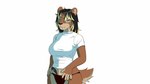 anthro areola big_breasts blep breast_drop breasts claws clothed clothing clothing_lift countershading fangs female female_anthro finger_claws fingerless_(marking) flashing flashing_breasts fur grey_eyes hair highlights_(coloring) inner_ear_fluff looking_at_viewer multicolored_body multicolored_fur nipples one_eye_closed panties sabertooth_(anatomy) shirt shirt_lift simple_background smile solo tattoo teeth tongue tongue_out topwear tuft two_tone_body two_tone_fur underwear undressing white_background wink rettriverr krys_reinfield felid mammal pantherine prehistoric_species saber-toothed_tiger tiger 16:9 2022 animated portrait short_playtime three-quarter_portrait widescreen