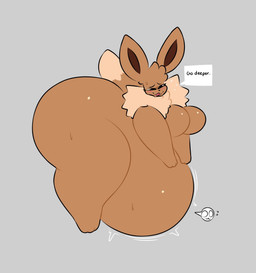 anthro belly big_belly big_breasts blush breasts brown_body brown_fur butt curvy_figure duo eyelashes featureless_breasts female fluffy fur hair huge_belly huge_breasts hyper hyper_belly nude overweight overweight_anthro overweight_female simple_background solo_focus tail text thick_thighs voluptuous voluptuous_anthro voluptuous_female vore wide_hips swallowpancakes nintendo pokemon pickles_(swallowpancakes) eevee generation_1_pokemon mammal pokemon_(species) digital_media_(artwork) english_text hi_res