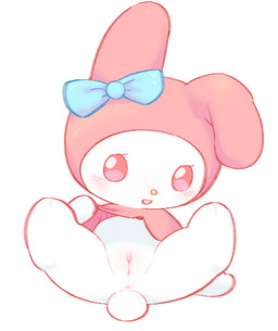 anthro anus blush chibi female genitals happy looking_at_viewer solo spread_legs spreading vulva kirichiiii onegai_my_melody sanrio my_melody lagomorph leporid mammal rabbit