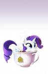 beverage container cup cutie_mark distracting_watermark equid equine female feral food friendship_is_magic gashiboka hasbro hi_res horn in_container in_cup liquid mammal mane my_little_pony mythological_creature mythological_equine mythology rarity_(mlp) solo tea tea_bag unicorn watermark