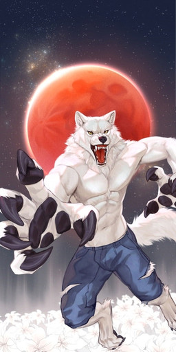 4_toes 5_fingers abs action_pose angry anthro arms_outstretched attack attacking_viewer barefoot biped black_claws black_lips black_nose black_pawpads blurred_background bottomwear claws clothed clothing curled_fingers depth_of_field digitigrade ears_back fangs feet finger_claws fingers flower fluffy fluffy_tail full_moon fur inner_ear_fluff lips male mane moon muscular muscular_anthro muscular_male navel neck_tuft night open_mouth outside pawpads paws pecs pivoted_ears plant pose reaching_towards_viewer red_moon sharp_teeth shorts sky snout solo star starry_sky tail teeth toe_claws toes tongue topless torn_bottomwear torn_clothing torn_shorts tuft whiskers white_body white_fur yellow_eyes zephyxus mythology wolf's_rain kiba_(wolf's_rain) canid canine mammal mythological_canine mythological_creature werecanid werecanine werecreature werewolf 2025 shaded
