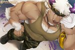 accessory anthro boots camo clothing facial_hair footwear headband horn male muscular muscular_anthro muscular_male shirt shoes solo tank_top topwear sollyz lifewonders tokyo_afterschool_summoners shennong_(tas) bovid bovine cattle mammal 2d_animation animated motion_tweening short_playtime