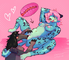 anthro arm_tuft asymmetrical_hair bedroom_eyes black_hair bodily_fluids breasts butt cheek_tuft chest_tuft claws clitoris cunnilingus deep_cunnilingus directional_arrow duo elbow_tuft eyelashes facial_tuft female female/female fur fur_tuft genital_fluids genitals hair hand_on_belly hand_on_head hand_on_leg hand_on_thigh heart_symbol humanoid_genitalia humanoid_vulva internal leg_tuft long_tongue looking_pleasured lying markings narrowed_eyes navel nipples nude on_back oral penetration pink_hair seductive sex skinny smile snout spots spotted_body spotted_fur spread_legs spreading tail tail_coil tail_tuft teal_body teal_fur text three-quarter_view tongue tongue_penetration tuft vaginal vaginal_fluids vulva x-ray_view chemicalcreature mintie_(chemicalcreature) vanessa_(chemicalcreature) anteater felid leopard mammal pantherine pilosan xenarthran 2025 artist_name colored digital_media_(artwork) shaded signature soft_shading watermark