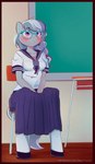 anthro asian_clothing border clothing east_asian_clothing female japanese_clothing japanese_school_uniform red_border school_uniform serafuku sitting solo uniform drafthoof friendship_is_magic hasbro my_little_pony silver_spoon_(mlp) equid equine horse mammal pony hi_res