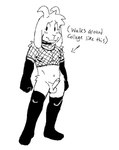 anthro arm_warmers armwear balls blush blush_lines clothed clothing collar erection femboy fishnet_clothing fluffy genitals humanoid_genitalia humanoid_penis legwear male markings nervous nervous_smile partially_clothed penis simple_background slim solo text thigh_highs white_background fembunns deltarune undertale undertale_(series) asriel_dreemurr_(god_form) boss_monster_(undertale) bovid caprine goat mammal 2024 english_text monochrome sketch