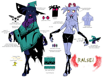anthro black_body black_fur clothed clothing eyewear femboy fingers fur glasses green_clothing hair hat headgear headwear horn jewelry male open_mouth piercing poncho purple_body scar scars_all_over slim_anthro slim_male smoking_pipe solo tail text wearing_glasses white_body white_fur witch_hat worn_clothing xexeezy deltarune undertale_(series) kris_dreemurr ralsei susie_(deltarune) the_original_starwalker bovid caprine darkner goat human living_star mammal english_text model_sheet