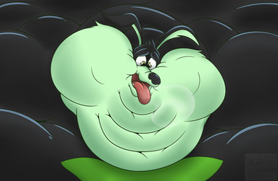 anthro blobby breath chubby_cheeks fat_rolls folds growing immobile lard male morbidly_obese obese overweight panting puffed_cheeks solo tongue tongue_out weight_gain coyocislav loonatics_unleashed looney_tunes warner_brothers tech_e._coyote canid canine canis coyote mammal hi_res