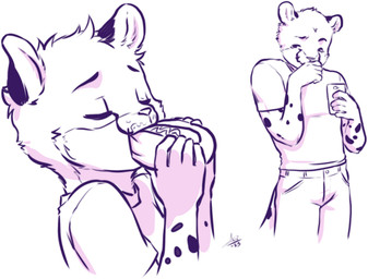 5_fingers anthro clothed clothing duo eyebrows eyes_closed fingers food hot_dog male simple_background tail white_background young young_anthro young_male aogami spots_(spotthecat) cheetah felid feline mammal hi_res monochrome father_(lore) father_and_child_(lore) father_and_son_(lore) parent_(lore) parent_and_child_(lore) parent_and_son_(lore) son_(lore)