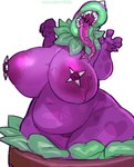 absurd_res anthro arachnoid888 areola barbell_piercing big_breasts bodily_fluids breasts chomper_(pvz) colored crosswise_nipple_piercing digital_drawing_(artwork) digital_media_(artwork) electronic_arts elemental_creature female flora_fauna genitals hi_res huge_breasts leaf long_tongue mammal markings messy monster nipple_barbell nipple_piercing nipples not_furry nude open_mouth overweight overweight_female piercing plant plants_vs._zombies popcap_games purple_body saliva saliva_on_tongue saliva_string sharp_teeth simple_background slightly_chubby slightly_chubby_female solo spikes spots spotted_body teeth thick_thighs tongue uvula wide_hips