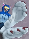 4_toes anthro barefoot black_nose blue_clothing blue_hoodie blue_topwear claws clothed clothed_anthro clothed_male clothing empty_eyes fangs feet foot_fetish foot_focus fur furgonomic_hoodie furgonomics hoodie humanoid_feet male open_mouth open_smile pink_inner_ear plantigrade red_body red_fur red_toe_claws red_tongue smile soles solo teeth toe_claws toes tongue topwear whiskers white_body white_fur wrinkled_feet wrinkles yellow_eyes coyocislav skonczonyidiota asian_mythology east_asian_mythology epic_games fortnite japanese_mythology mythology nyanja_(fortnite) felid mammal nekomata yokai artist_collaboration hi_res