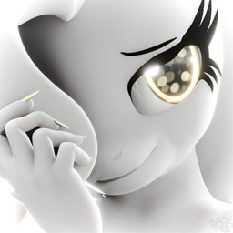 anthro anthrofied colored_nails eyebrows eyelashes female glowing glowing_eyes hair hair_over_eye long_nails looking_at_viewer medium_hair nails raised_inner_eyebrows smile smiling_at_viewer solo yellow_eyes yellow_nails geodat friendship_is_magic hasbro my_little_pony pinkie_pie_(mlp) earth_pony equid equine horse mammal pony 1:1 2025 3d_(artwork) absurd_res bust_portrait digital_media_(artwork) hi_res icon monochrome portrait spot_color