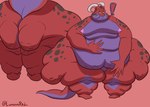 anthro belly belly_overhang big_belly big_butt blue_body blue_scales breasts butt cellulite fat_rolls female horn huge_belly huge_butt huge_hips hyper hyper_hips morbidly_obese non-mammal_breasts nude obese overweight red_body red_scales scales solo spots thick_thighs wide_hips luminared kobold scalie hi_res