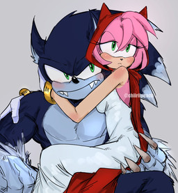 anthro biceps blush clothed clothing dress duo fangs female fur gloves green_eyes hair handwear hood hug larger_male looking_at_viewer male male/female muscular muscular_anthro muscular_male pecs pink_body simple_background size_difference smaller_female teeth chiiriipeach fairy_tales little_red_riding_hood_(copyright) sega sonic_the_hedgehog_(series) sonic_unleashed amy_rose little_red_riding_hood sonic_the_hedgehog sonic_the_werehog eulipotyphlan hedgehog mammal werecreature wereeulipotyphlan werehog digital_media_(artwork) hi_res