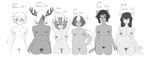 annoyed anthro antlers bashful big_breasts bouncing_breasts breast_size_difference breasts chest_tuft cigarette cigarette_burn embarrassed female front_view genitals grope group hair hands_behind_head holding_cigarette holding_object horn kemono lineup navel nervous nervous_smile nipples nude pubes pussy short_hair simple_background small_breasts smoking take_your_pick thigh_gap tuft wide_hips sleepiness18 doris_(sleepiness18) elma_(sleepiness18) eve_(sleepiness18) ina_(sleepiness18) nicole_(sleepiness18) suima_(sleepiness18) dasyurid dasyuromorph deer domestic_cat felid feline felis mammal marsupial mephitid new_world_deer reindeer skunk tasmanian_devil hi_res monochrome