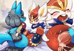 anthro close-up duo female genitals male male/female nude paws penetration penis pornography pussy sex aseysh soolopik nintendo pokemon canid canine canis cinderace generation_4_pokemon generation_8_pokemon lagomorph leporid lucario mammal pokemon_(species) rabbit wolf